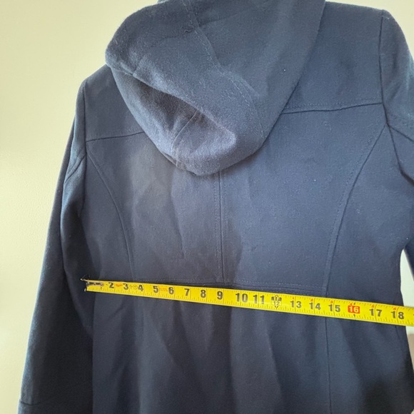 MICHAEL Michael Kors Blue Wool Blend Zip Up Collared Hooded Coat Size Medium - Picture 8 of 15